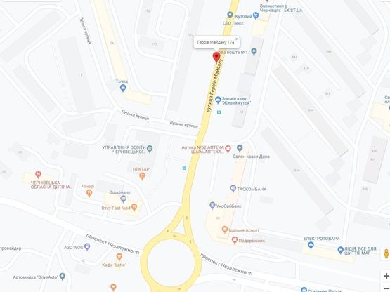 Схема рекламной плоскости по адресу Героїв Майдану 174 Схема рекламной плоскости по адресу Героїв Майдану 174