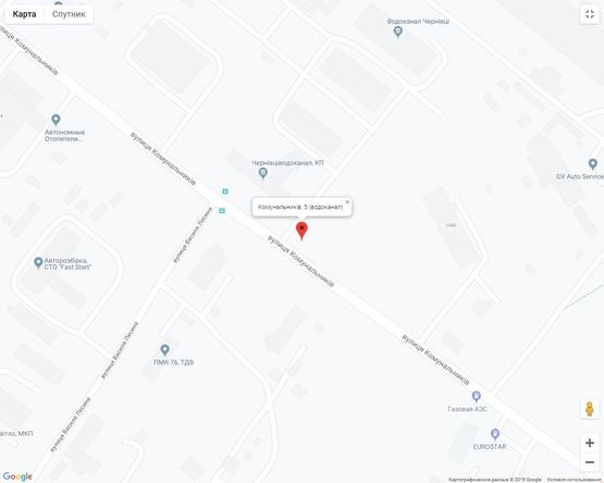 Схема рекламної площини за адресою Комунальників, 5 (водоканал) Схема рекламної площини за адресою Комунальників, 5 (водоканал)