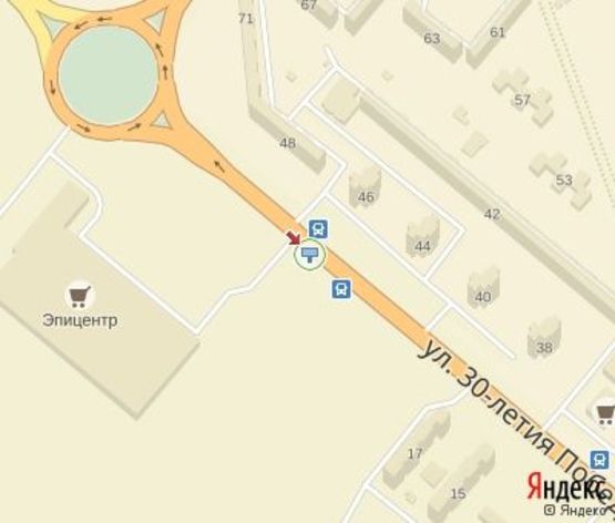 Схема рекламной плоскости по адресу 30 лет Победы ул., 48 остановка ( "Эпицентр",Фокстрот") Схема рекламной плоскости по адресу 30 лет Победы ул., 48 остановка ( "Эпицентр",Фокстрот")