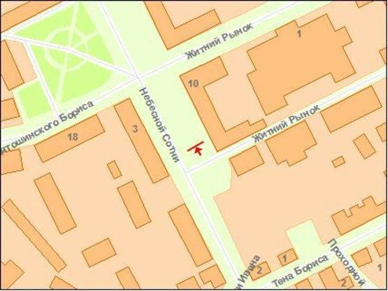 Схема рекламной плоскости по адресу Zt 030 вул.Небесної сотні,10 "Ринок РАДА"в центр Б