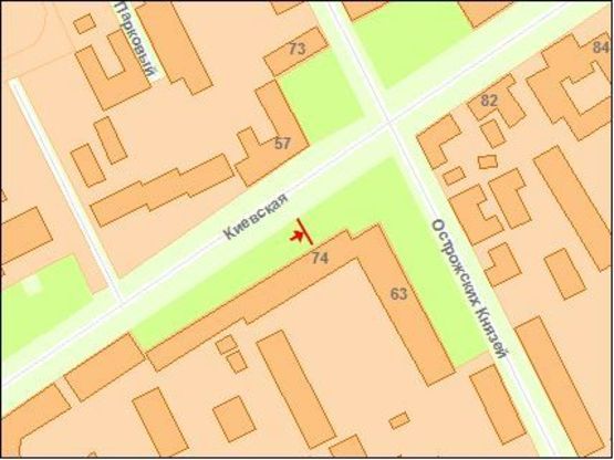 Схема рекламної площини за адресою Zt 017 вул.Київська,74 "Укргаз банк" А