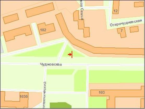 Схема рекламної площини за адресою Zt 051 вул Черняховського,100 м-н "Стара Прага" Б