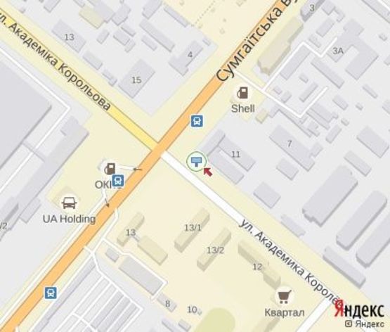 Схема рекламної площини за адресою Королева ул. - Сумгаитская ул.( 200 м.к АЗС "ОККО",200 м.к АЗС "Shell") Схема рекламної площини за адресою Королева ул. - Сумгаитская ул.( 200 м.к АЗС "ОККО",200 м.к АЗС "Shell")