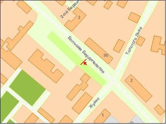 Схема рекламної площини за адресою Zt 087 вул Велика Бердичівська,70 Б