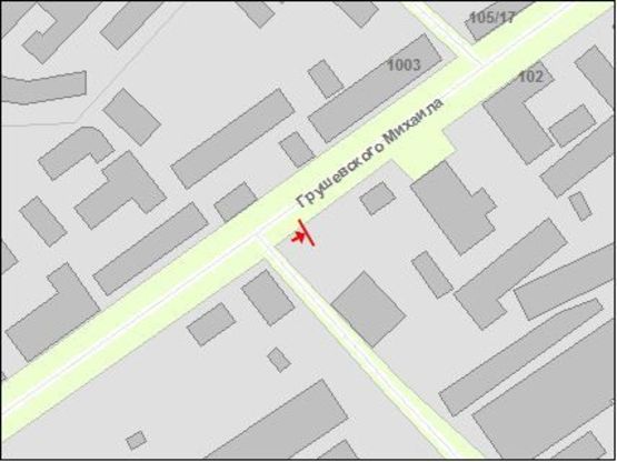 Схема рекламной плоскости по адресу Zt 106 вул. Грушевського ,97 ТРЦ"Глобал.UA "Центральний речовий"№4 А