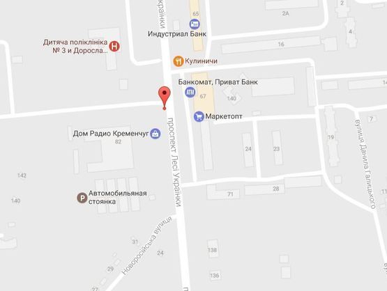 Схема рекламной плоскости по адресу просп. Л.Украинки (просп. 50-лет. Октября), перекрёсток с ул. Керченской, напротив супермаркета «Маркетопт», остановка «Керченская»