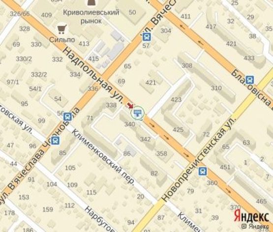 Схема рекламної площини за адресою Надпольная ул., 342( остановка)