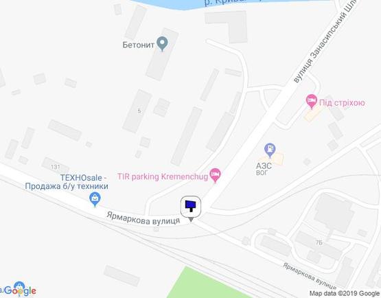 Схема рекламной плоскости по адресу ул. Ярмарочная, 5-А, перекр. с ул. Махорочной, район Авторынка