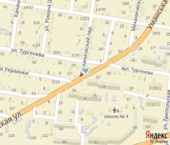 Схема рекламної площини за адресою Уманская ул. - Тургенева ул. Схема рекламної площини за адресою Уманская ул. - Тургенева ул.