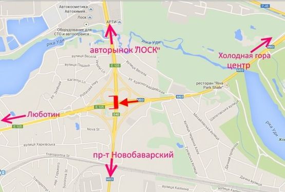 Схема рекламной плоскости по адресу Брандмауэр №1-Полтавский шлях - развязка с окружной-из центра