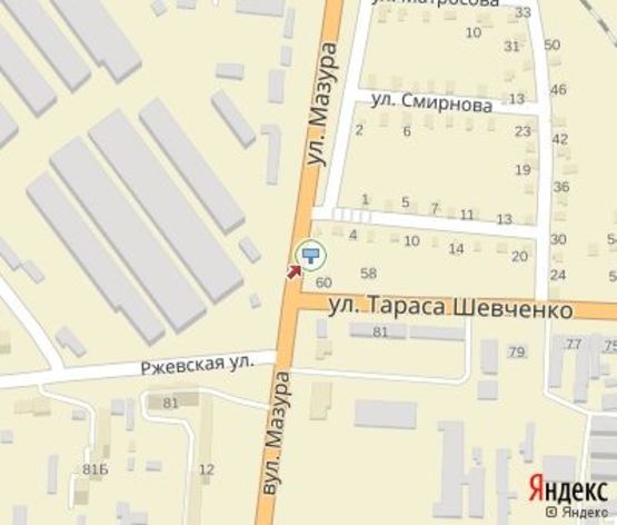 Схема рекламной плоскости по адресу Ржевская ул. - Шевченко ул.