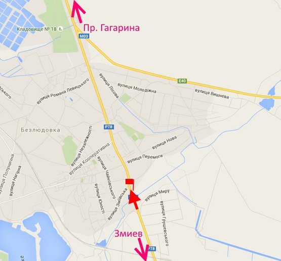 Схема рекламної площини за адресою пос. Безлюдовка-пер. Змиевской-въезд в город