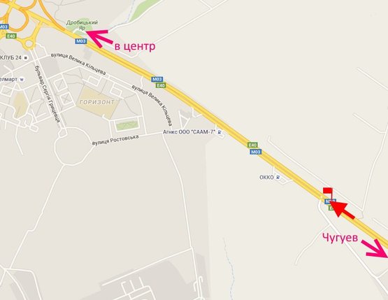 Схема рекламной плоскости по адресу Московский пр-т - Ростовская трасса в р-не поворота на Б. Рогань (въезд в город)
