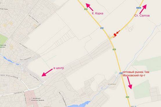 Схема рекламної площини за адресою Салтовское шоссе -развязка с окружной-6- въезд в город со ст. Ст. Салтова