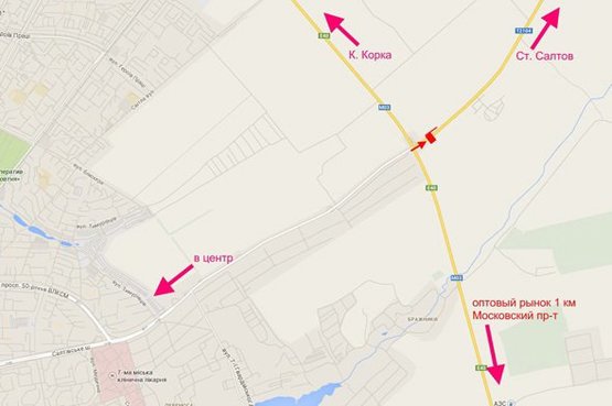 Схема рекламной плоскости по адресу Салтовское шоссе -развязка с окружной-7- выезд из города в ст. Ст. Салтова