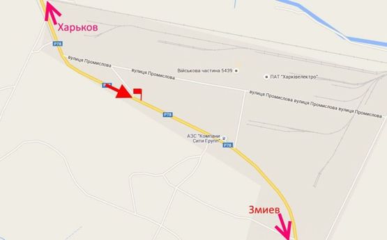 Схема рекламной плоскости по адресу пос. Васищево- в р-не ул Промышленная-1-(в сторону Змиева )