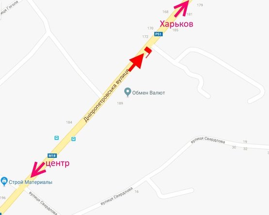 Схема рекламной плоскости по адресу Мерефа-ул. Днепровская 185-в ст Харькова