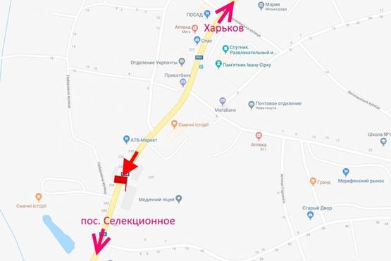 Схема рекламной плоскости по адресу Мерефа-ул. Днепровская-возле маркета АТБ- флажок№2-в ст. пос. Селекционное