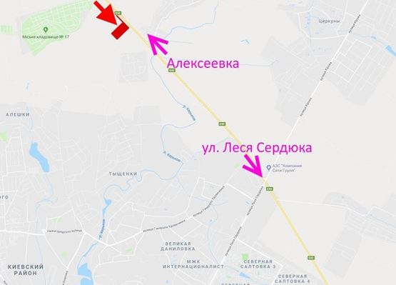 Схема рекламной плоскости по адресу Окружная дорога-497 км+ 200м в ст. Салтовки