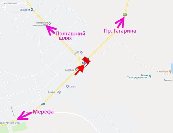 Схема рекламної площини за адресою Симферопольское шоссе-пос. Высокий-пост ГАИ-флажок №4 (въезд в город)