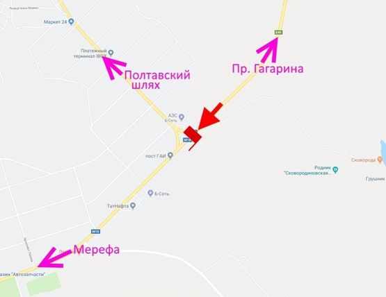 Схема рекламной плоскости по адресу Симферопольское шоссе-пос. Высокий-пост ГАИ-флажок №4 (выезд из города)