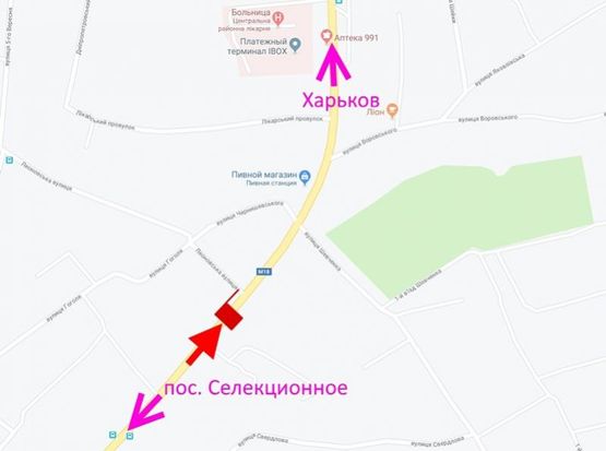 Схема рекламной плоскости по адресу Мерефа-ул. Днепровская-ул. Леоновская -поворот на вокзал-флажок №2-в ст Харькова