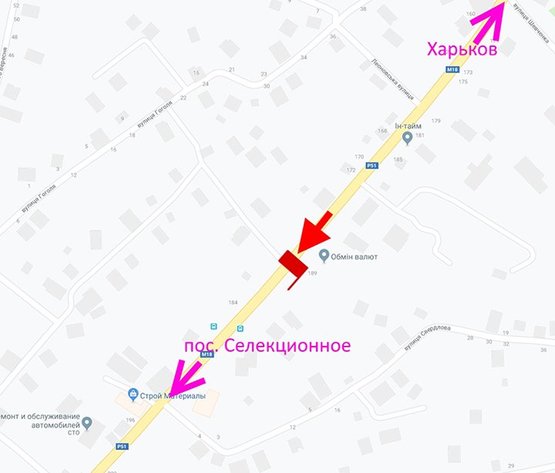 Схема рекламной плоскости по адресу Мерефа-ул. Днепровская-пер. Гоголя-флажок №2-в центр