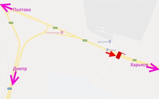 Схема рекламной плоскости по адресу Трасса Киев-Харьков-463 км-возле АЗС ОККО и Лилия-флажок№3-в ст. Харькова Схема рекламной плоскости по адресу Трасса Киев-Харьков-463 км-возле АЗС ОККО и Лилия-флажок№3-в ст. Харькова