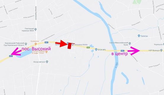 Схема рекламної площини за адресою Симферопольское шоссе-  возле АЗС Motto -флажок №1- в центр