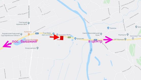 Схема рекламной плоскости по адресу Симферопольское шоссе-  возле АЗС Motto -флажок №2- в центр