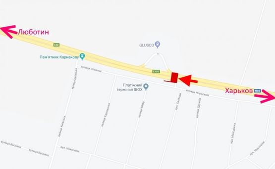 Схема рекламной плоскости по адресу Трасса Киев-Харьков-465 км-пос. Коротыч возле АЗС GLUSCO -  в ст. Люботина Схема рекламной плоскости по адресу Трасса Киев-Харьков-465 км-пос. Коротыч возле АЗС GLUSCO -  в ст. Люботина