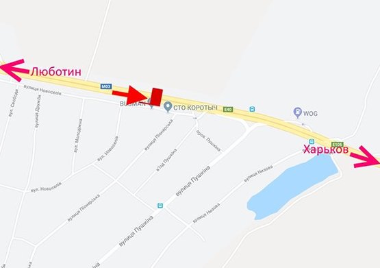 Схема рекламної площини за адресою Трасса Киев-Харьков-465 км-пос. Коротыч возле СТО -в ст. Харькова