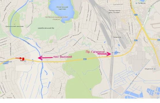 Схема рекламной плоскости по адресу Симферопольское шоссе- пос. Карачевка- шиномонтаж-в центр