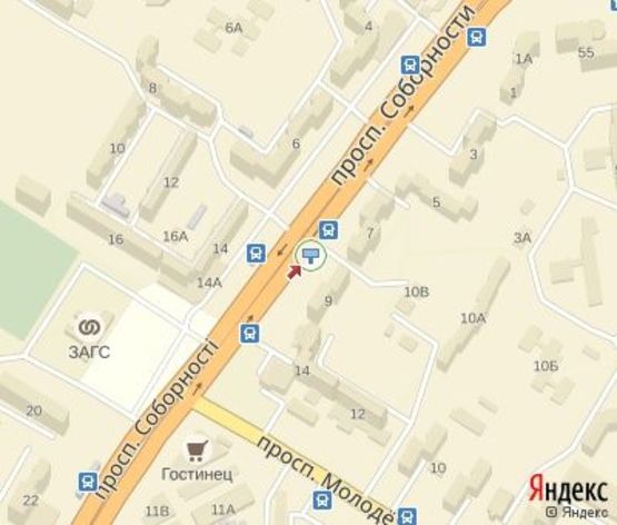 Схема рекламної площини за адресою Соборности пр., 9 (100 м.к супермаркету "Наш Край") Схема рекламної площини за адресою Соборности пр., 9 (100 м.к супермаркету "Наш Край")