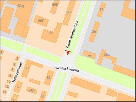 Схема рекламной плоскости по адресу пр.О.Поля, 52 на розподілювачі Схема рекламной плоскости по адресу пр.О.Поля, 52 на розподілювачі