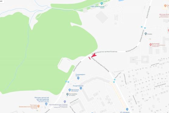 Схема рекламної площини за адресою вул. Космічна - вул. Космонавта Комарова/ул. Космическая. На пересечении с ул. Космонавта Комарова Схема рекламної площини за адресою вул. Космічна - вул. Космонавта Комарова/ул. Космическая. На пересечении с ул. Космонавта Комарова