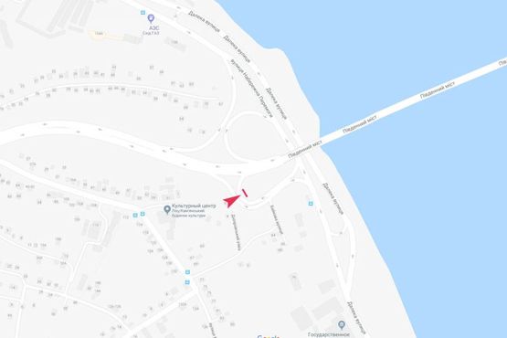 Схема рекламной плоскости по адресу Набережна Перемоги.  В'їзд на Південний міст/Набережная Победы, въезд на Южный мост. На пересечении с Днепровским спуском Схема рекламной плоскости по адресу Набережна Перемоги.  В'їзд на Південний міст/Набережная Победы, въезд на Южный мост. На пересечении с Днепровским спуском