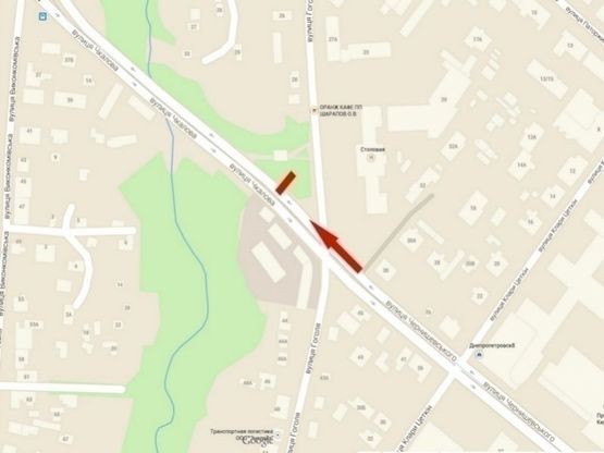 Схема рекламної площини за адресою вул. Гоголя - вул. Чернишевського/ул. Гоголя - ул. Чернышевского, центр, рядом ТЦ Нагорный