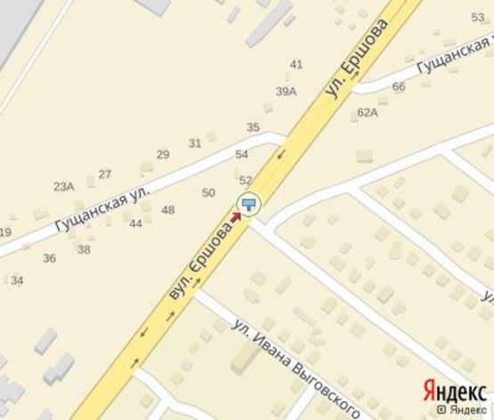 Схема рекламної площини за адресою Ершова ул., 54 (разделитель)