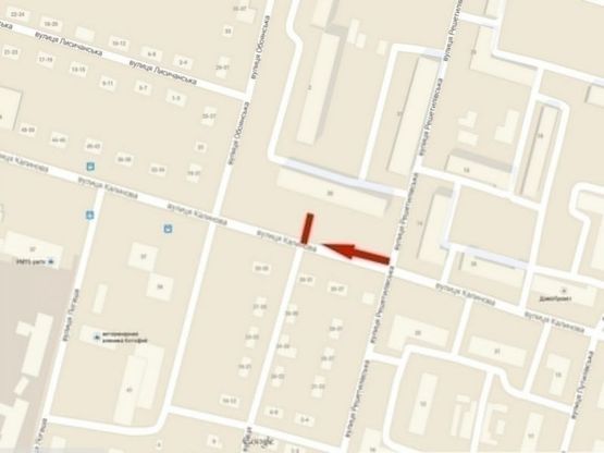 Схема рекламной плоскости по адресу вул. Калинова, 53, магазин "Антошка"/ул. Калиновая, 53, магазин "Антошка"