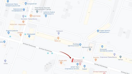 Схема рекламної площини за адресою вул. Калинова, Образцовий ринок/ул. Калиновая, Образцовый рынок