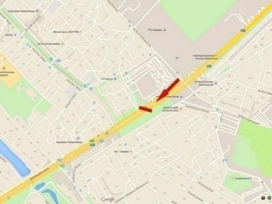 Схема рекламної площини за адресою Донецьке шосе, за ринком "Березинський", в центр/Донецкое шоссе, за рынком "Березинский", в центр