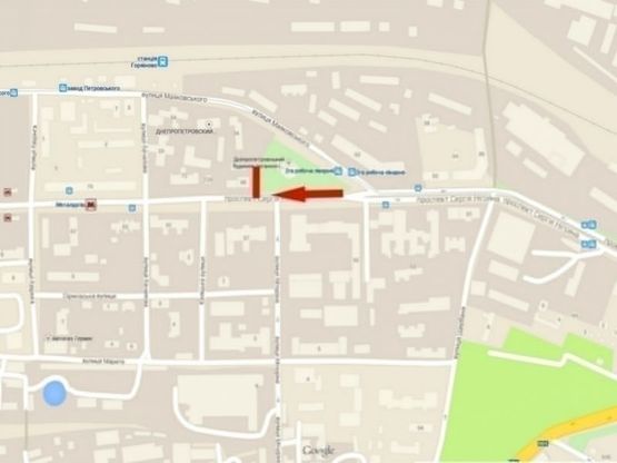 Схема рекламной плоскости по адресу пр. Сергія Нигояна, органна зала/пр. Калинина, органный зал