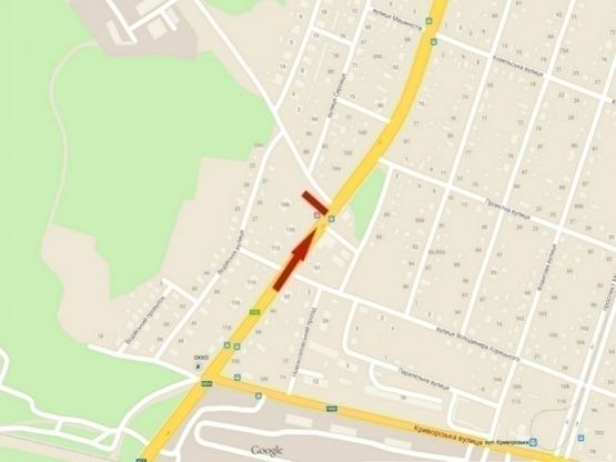 Схема рекламної площини за адресою вул. Київська - вул. Якова Острянина/ул. Киевская - ул. Сыровца