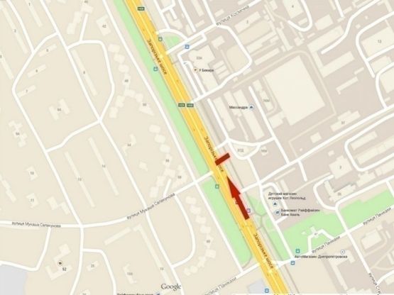 Схема рекламной плоскости по адресу Запорізьке шосе - вул. Панікахи, а/салон "Porsche"/Запорожское шоссе - ул. Паникахи, а/салон Порше