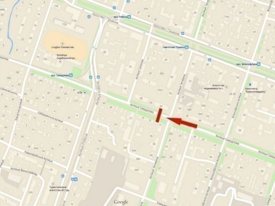 Схема рекламной плоскости по адресу вул. Володимира Антоновича, 73 - вул. Надії Алексеенко/ул. Свердлова, 73 - ул. Чичерина