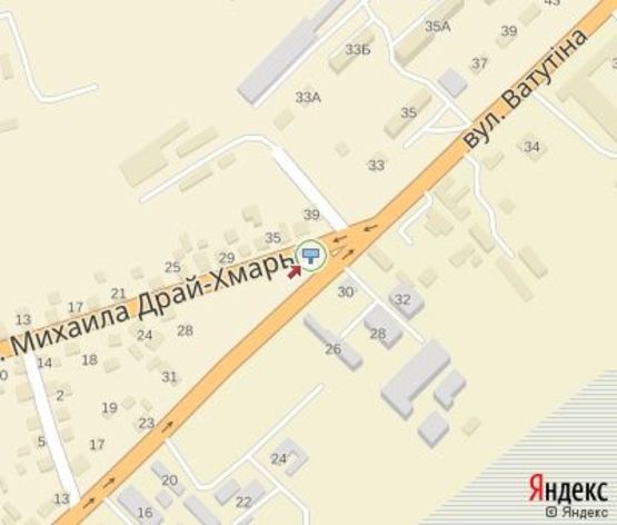 Схема рекламної площини за адресою Ватутина ул. - Драйхмары ул. Схема рекламної площини за адресою Ватутина ул. - Драйхмары ул.