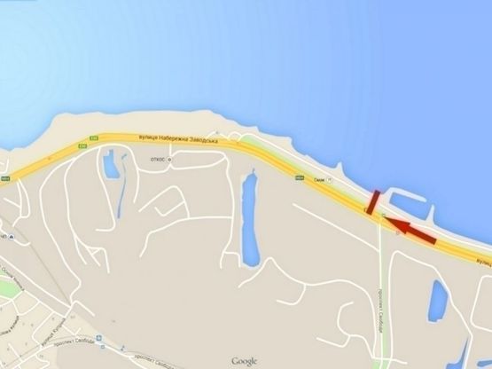 Схема рекламної площини за адресою вул. Наб. Заводська, перед кафе "Смак", з центру/ул. Наб. Заводская, перед кафе "Смак", из центра Схема рекламної площини за адресою вул. Наб. Заводська, перед кафе "Смак", з центру/ул. Наб. Заводская, перед кафе "Смак", из центра