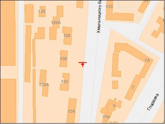 Схема рекламной плоскости по адресу вул.Б.Хмельницького, 130/ул.Героев Сталинграда, 130, ТЦ Терра, рядом рынок, магазины