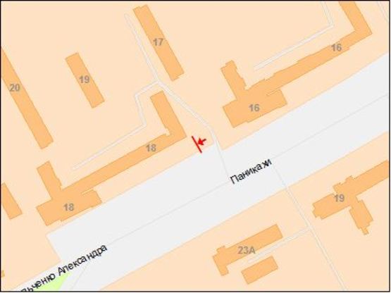 Схема рекламної площини за адресою вул.Панікахи, 18/ул.Паникахи, 18, кольцо, заправка ОККО, рядом ТЦ Терра, ТЦ Эпицентр